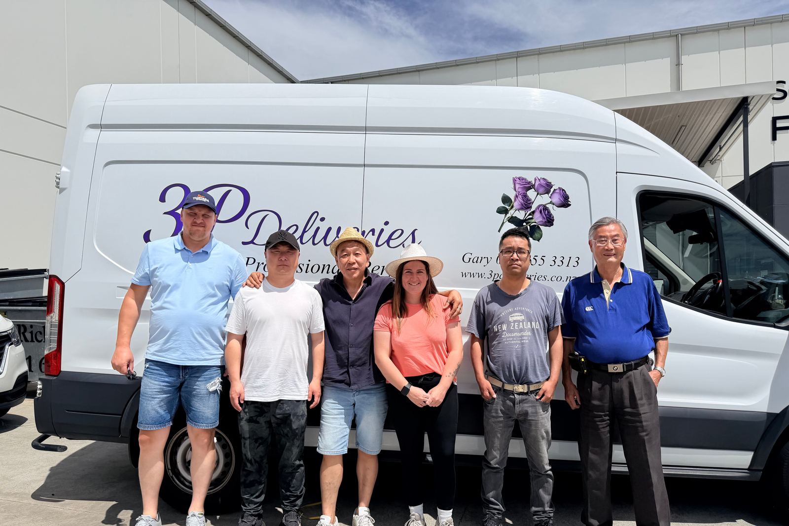 The 3P Deliveries team with their branded delivery van